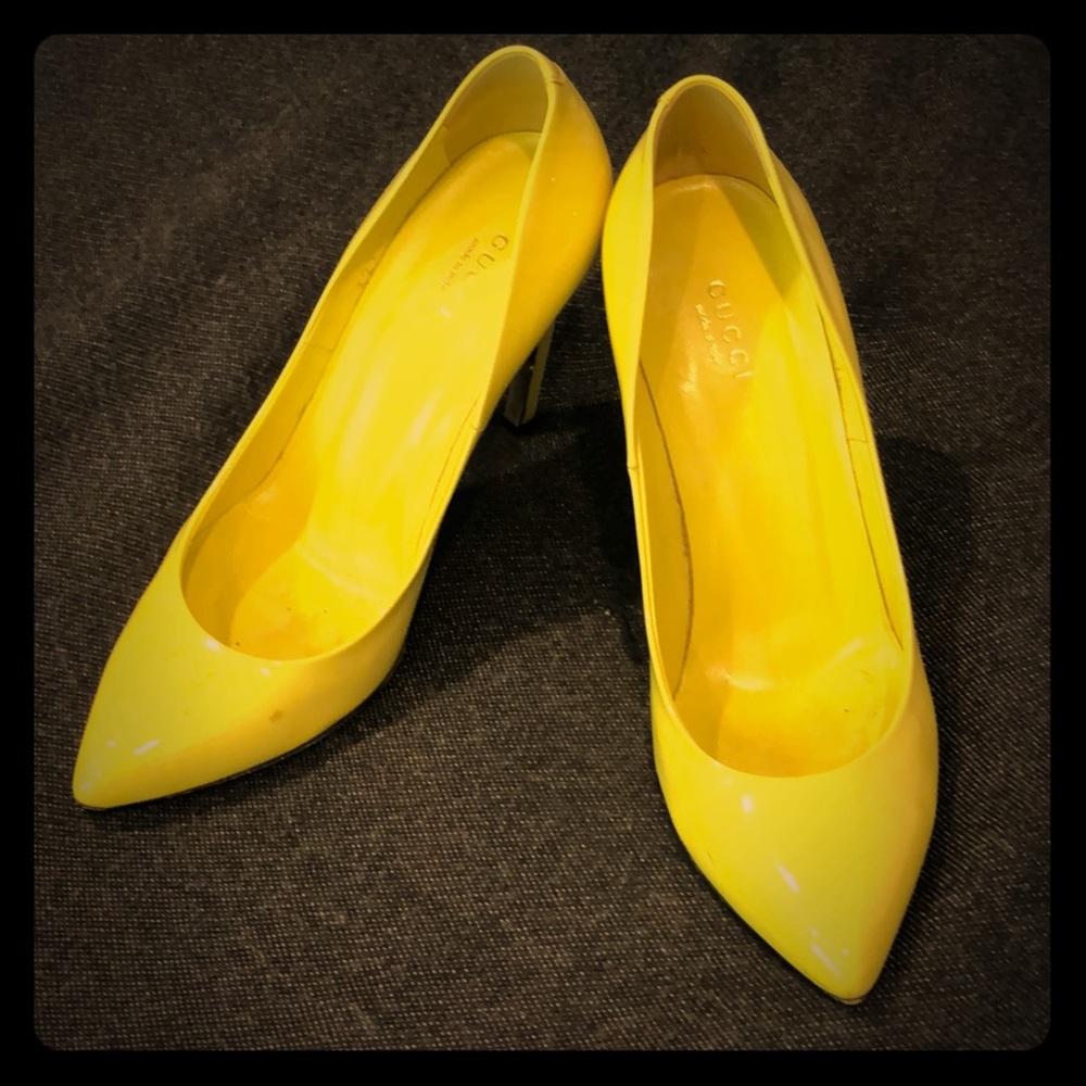 Patent neon yellow Gucci heal